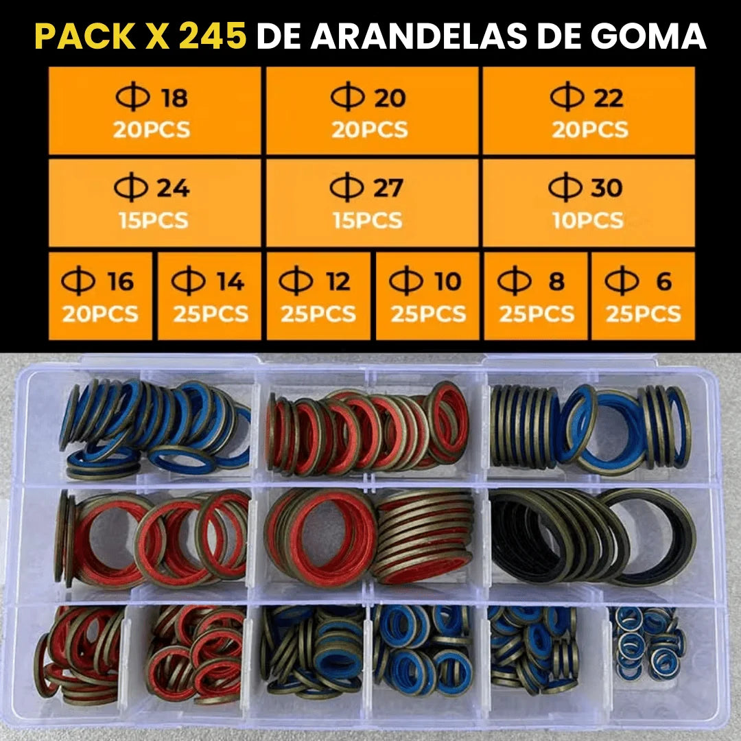 PACK X 245 DE ARANDELAS DE GOMA-METAL