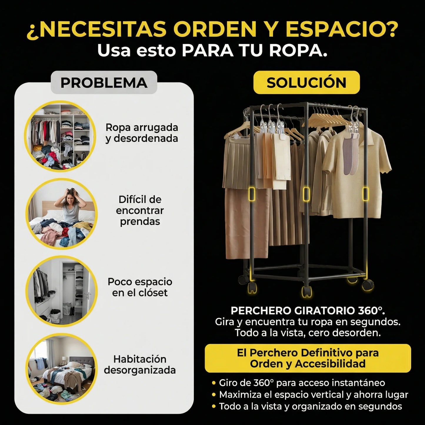 PERCHERO HEXAGONAL GIRATORIO 360°