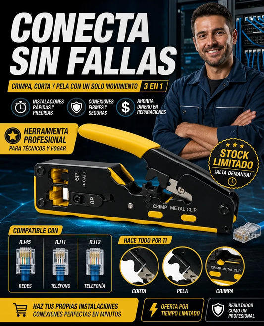 CRIMPEADORA MULTIFUNCIONAL PARA CABLES LAN